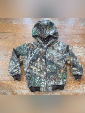 Blue Mountain x Realtree Leaf Camo Quilt-Lined Jacket Insulated Size Small Youth